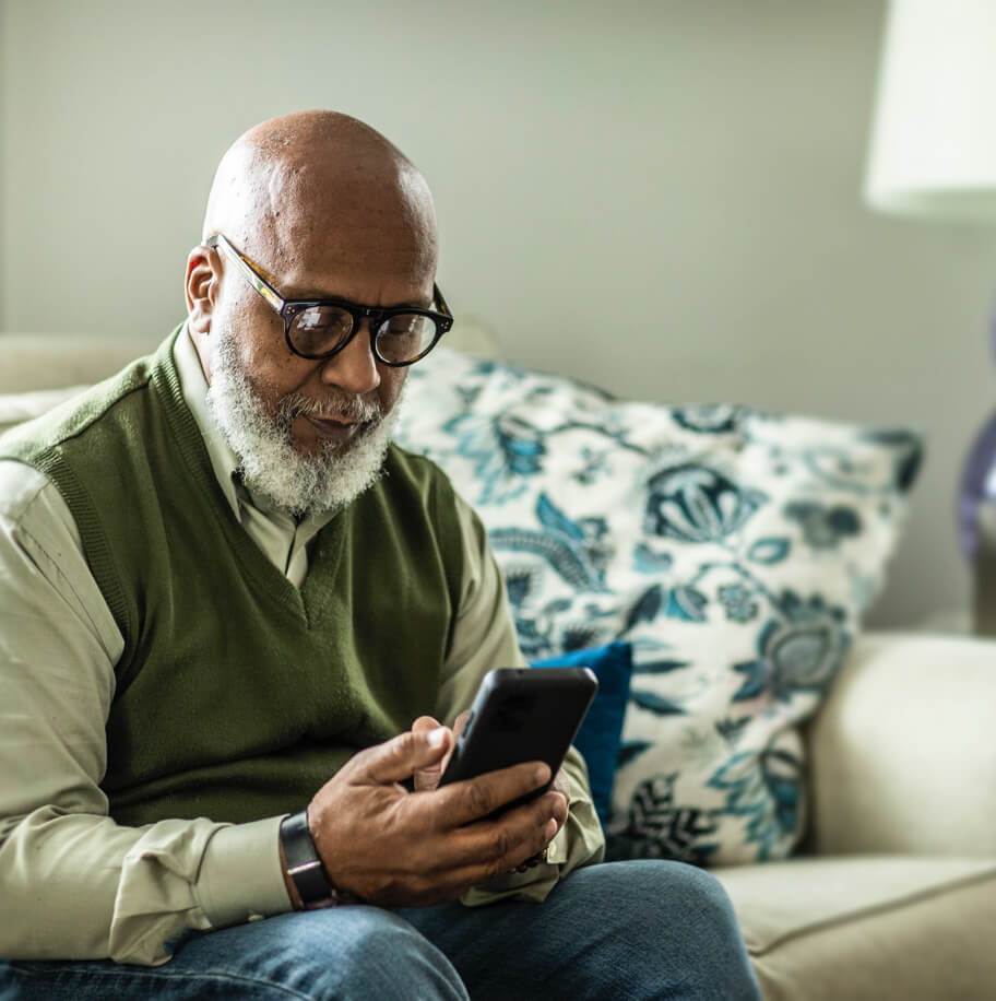 senior using smartphone